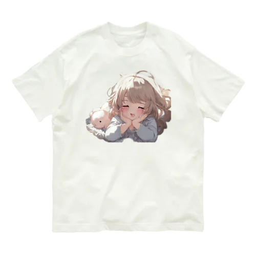 眠れない夜の可愛い少女 Organic Cotton T-Shirt