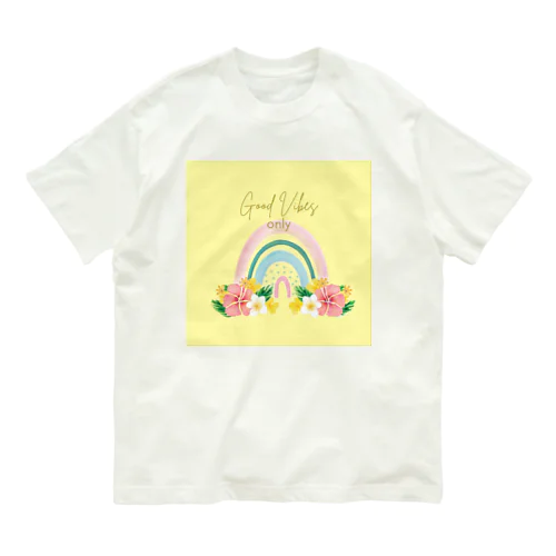 Rainbow_Good Vibes Only オーガニックコットンTシャツ