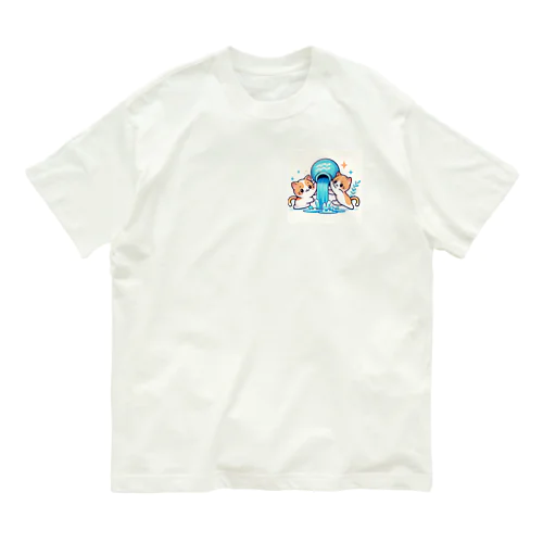 水瓶とネコ オーガニックコットンTシャツ