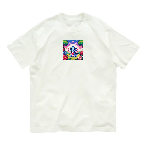 ピクセルアート 恐竜の子ども オーガニックコットンTシャツ