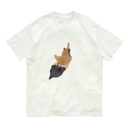 毛づくろいする猫 オーガニックコットンTシャツ