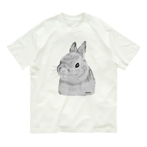 うさぎ　アートモノクロ Organic Cotton T-Shirt