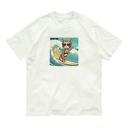 SURFING猫（女の子バージョン） Organic Cotton T-Shirt