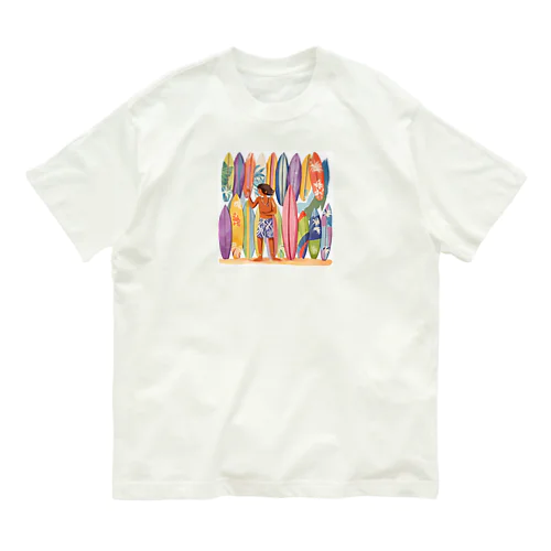 サーフボードとロコ（男の子バージョン） オーガニックコットンTシャツ