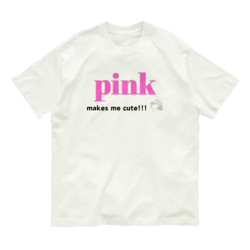 推しカラー  推し色　ロゴＴシャツ（ピンク） オーガニックコットンTシャツ