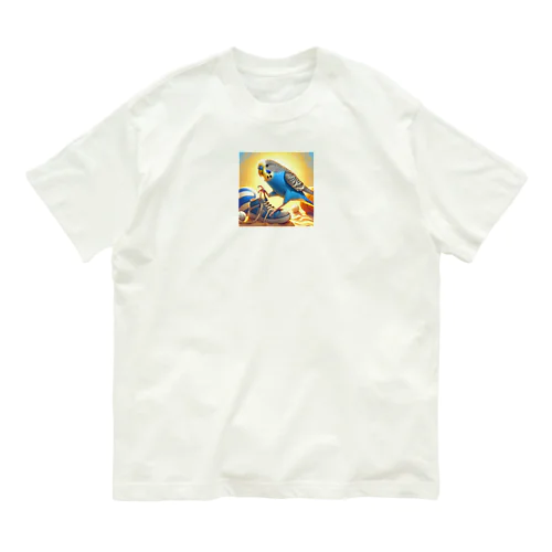 セキセイインコのスニーカー紐ほどきチャレンジ！かわいいインコグッズ Organic Cotton T-Shirt