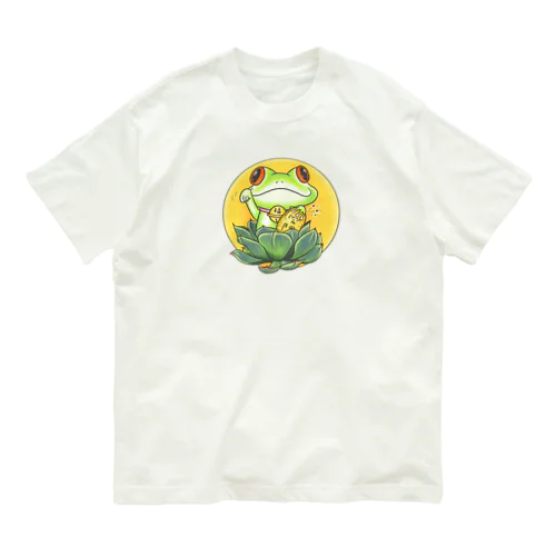 招きカエルちゃん🎵 オーガニックコットンTシャツ