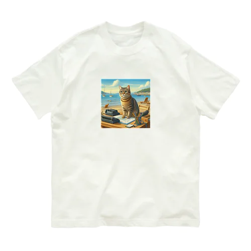 海辺の仕事猫 オーガニックコットンTシャツ