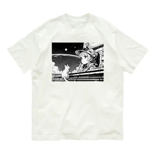 宇宙猫ガール Organic Cotton T-Shirt