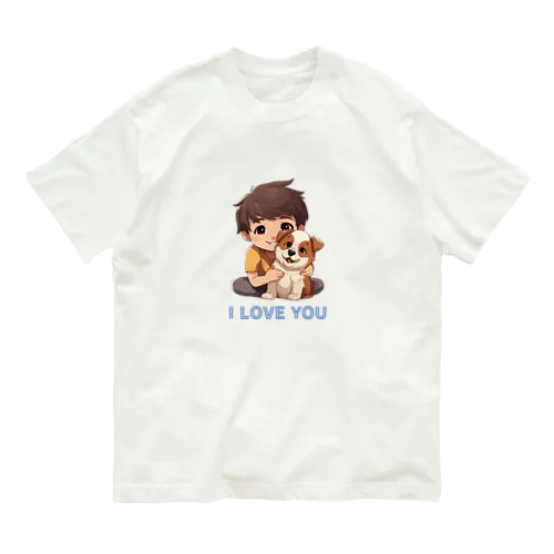 I LOVE YOU(Dog&Boy) (39) Organic Cotton T-Shirt