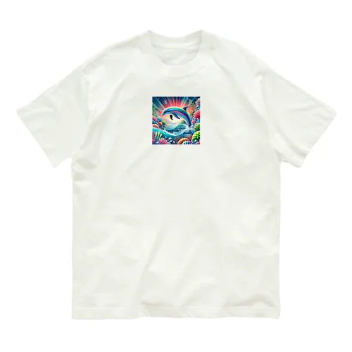 イルカと珊瑚礁 オーガニックコットンTシャツ