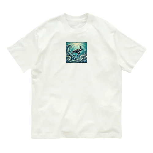 ウミガメと水流 Organic Cotton T-Shirt