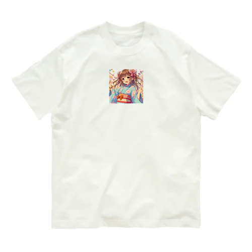 元気いっぱいの浴衣姿の女子高生 Organic Cotton T-Shirt