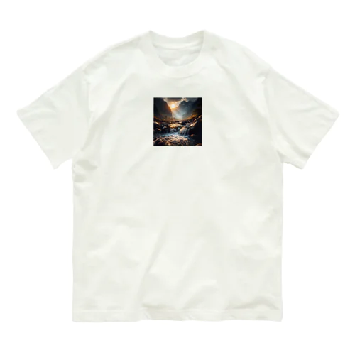 山からみた日の出を描いたグッズです Organic Cotton T-Shirt