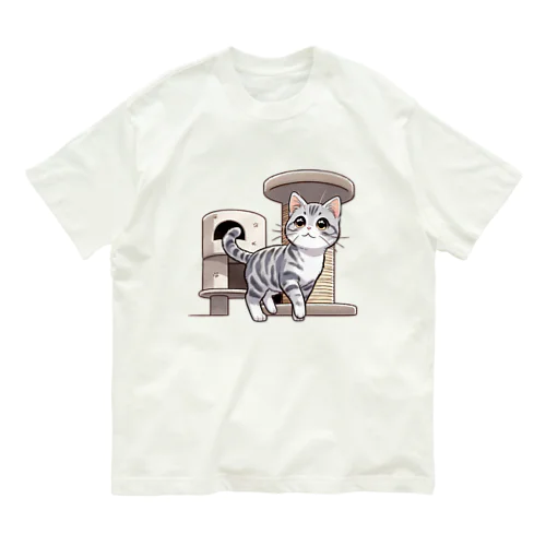 ねこタワー の 猫 オーガニックコットンTシャツ