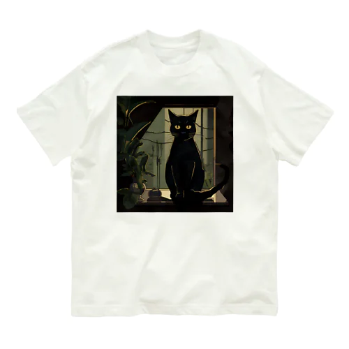 黒猫 オーガニックコットンTシャツ