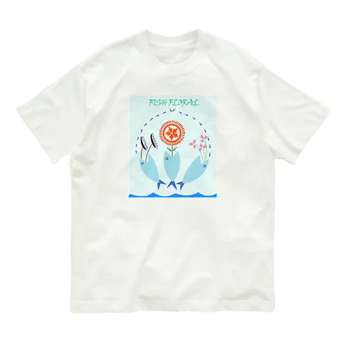 FISH FLORAL (魚の花かご） オーガニックコットンTシャツ