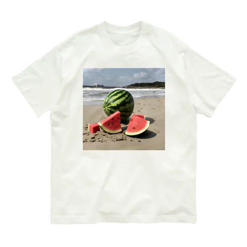 浜辺のスイカ Organic Cotton T-Shirt