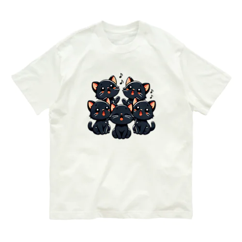 ねこコーラス 01 オーガニックコットンTシャツ
