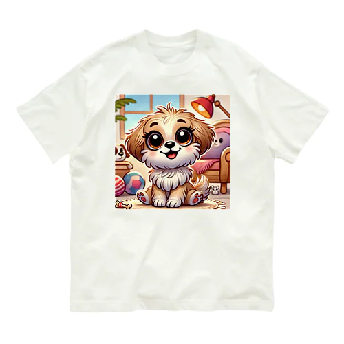 フワフワの毛並みがキュートな子犬！！ オーガニックコットンTシャツ