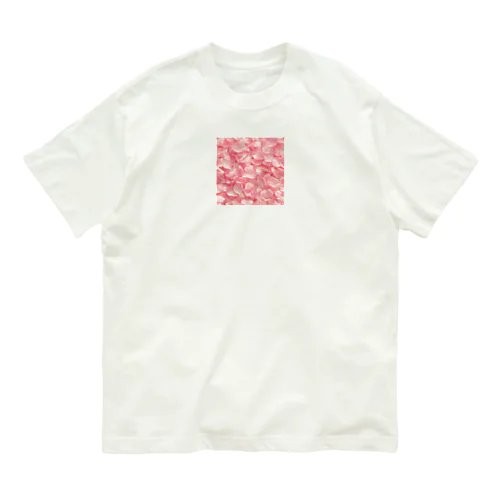 桃色の花びら綺麗 オーガニックコットンTシャツ