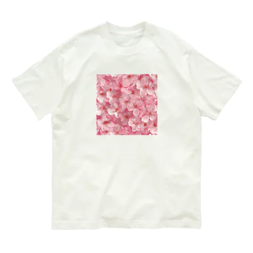 ピンクの花綺麗 オーガニックコットンTシャツ