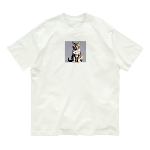 座っている猫 オーガニックコットンTシャツ