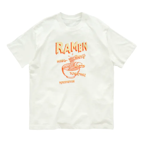 ホラーデザインチックなラーメン オーガニックコットンTシャツ