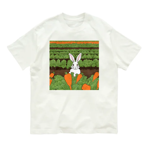 人参畑のウサギさん Organic Cotton T-Shirt