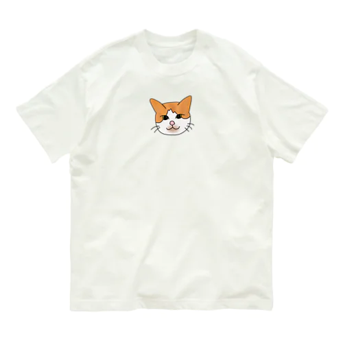 茶白猫の手描きイラスト オーガニックコットンTシャツ