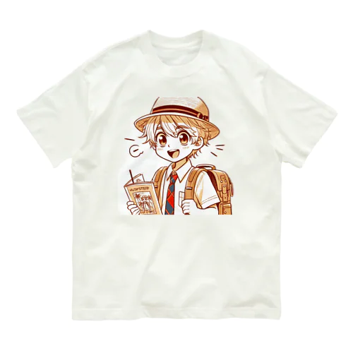 男の子　中学1年生　お散歩 Organic Cotton T-Shirt