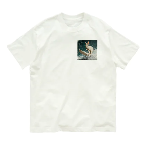 サーフィンをするウサギ Organic Cotton T-Shirt