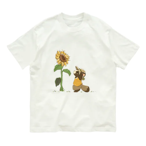 ひまわりと仔だぬき Organic Cotton T-Shirt