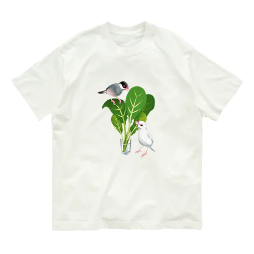 小松菜と文鳥 オーガニックコットンTシャツ