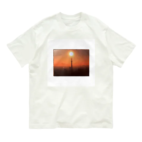 東京タワーと夕日 オーガニックコットンTシャツ