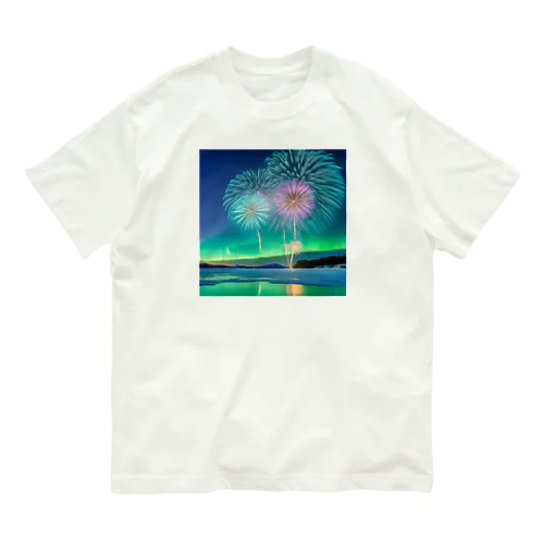 オーロラと花火の競演 Organic Cotton T-Shirt