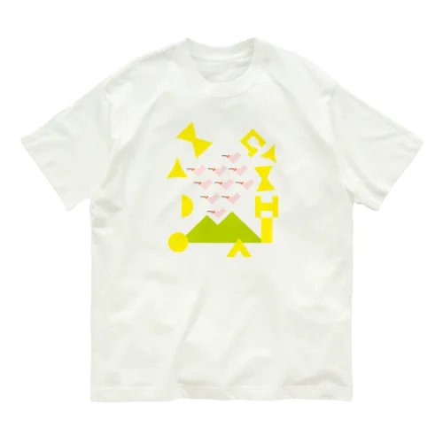 佐渡の金山とトキ オーガニックコットンTシャツ