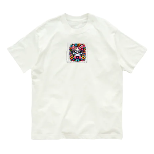 カシャリ！オシャレな眼鏡をかけたにゃんこ Organic Cotton T-Shirt