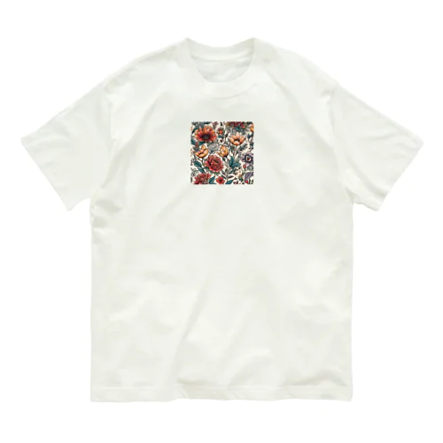 花柄 オーガニックコットンTシャツ