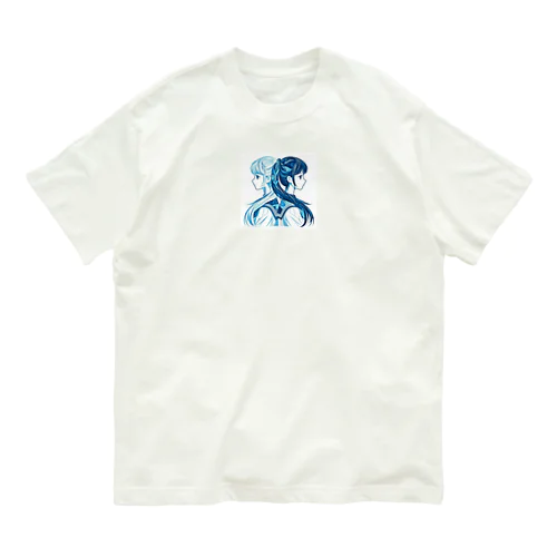 青白の芸術的な2人の女子高生 Organic Cotton T-Shirt