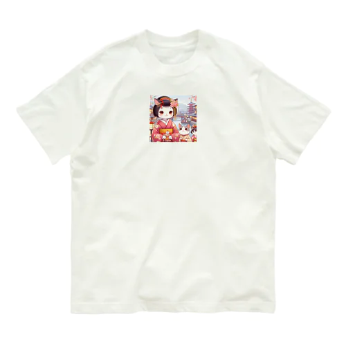 舞妓ネコおにゃん Organic Cotton T-Shirt