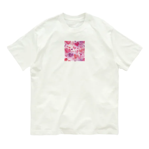 ハート　赤　ピンク　青　可愛い Organic Cotton T-Shirt