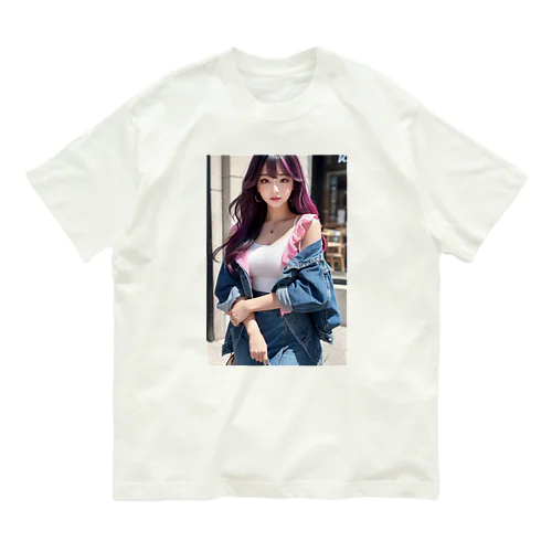 AI beautiful model street corner snap Organic Cotton T-Shirt