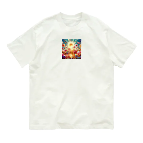 希望の輝く花（shining flower of hope ） オーガニックコットンTシャツ