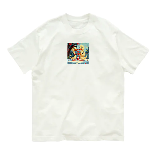 アヒルのデート オーガニックコットンTシャツ