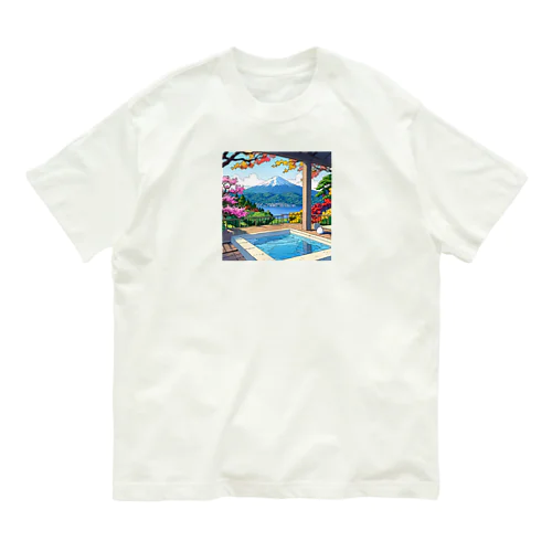温泉と富士山 オーガニックコットンTシャツ