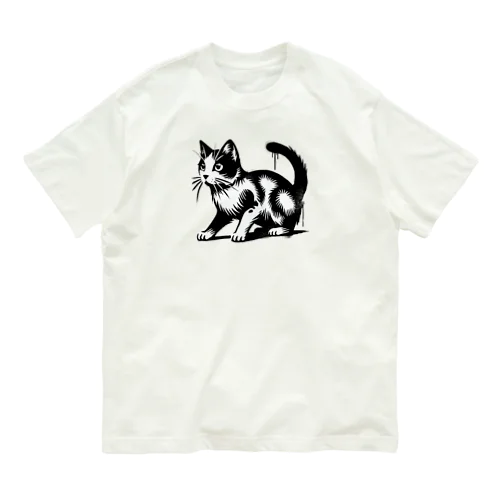 ストリートアート風★はちわれ猫 Organic Cotton T-Shirt