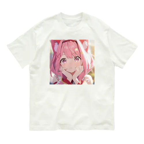 愛くるしい猫耳の少女 Organic Cotton T-Shirt