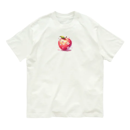 赤色に輝くりんご オーガニックコットンTシャツ