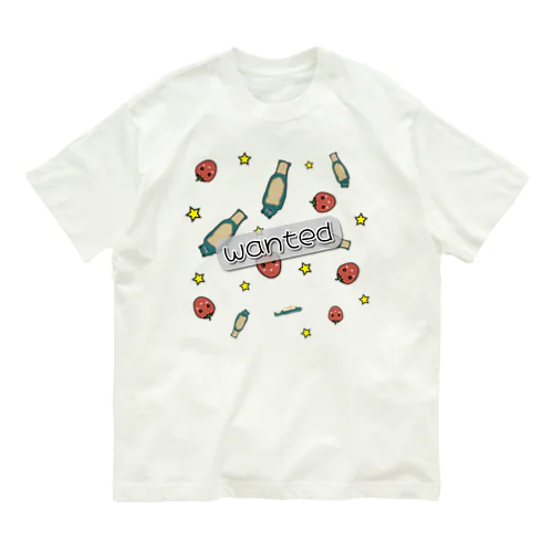【ウォンテッド】キョトンと苺(いちご)ちゃん【まさかの】 Organic Cotton T-Shirt